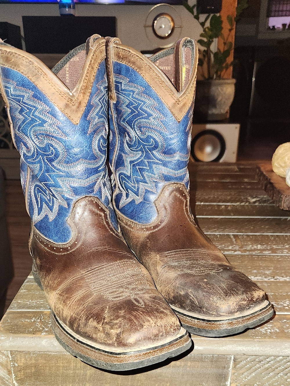 Lil Durango Brown and Navy Kids' 8" Western Boot (Label Shown) Sz 5m